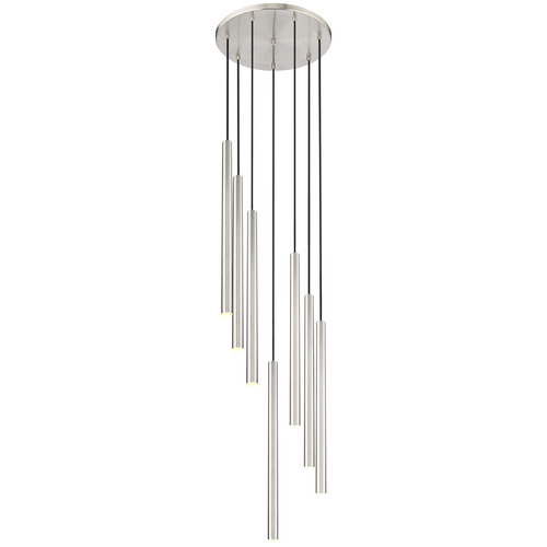Z-Lite Z-Lite Forest Brushed Nickel LED Multi-Light Pendant with Cylindrical Shade 919MP24-7R-BN-LED
