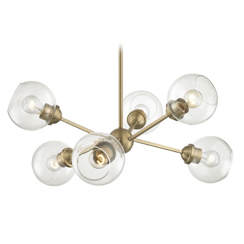 Design Classics Lighting Haus Sputnik Clear Globe Chandelier in Aged Brass 1832-AB G1832-CL