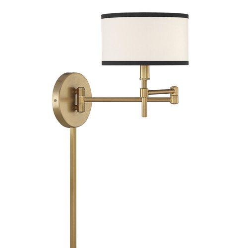 Meridian 10.5-Inch High Swing Arm Convertible Wall Sconce in Natural Brass by Meridian M90082NB