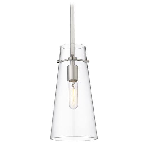 Z-Lite Z-Lite Kira Brushed Nickel Mini-Pendant Light with Conical Shade 7508P-ROD-BN