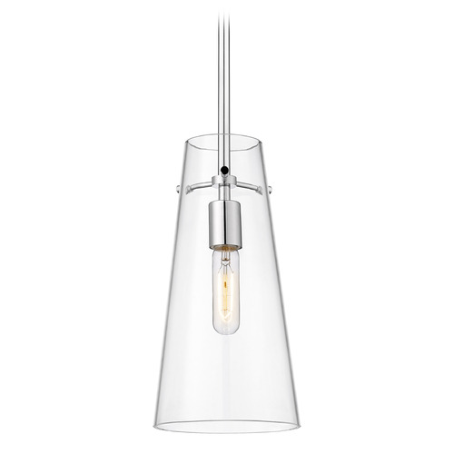 Z-Lite Z-Lite Kira Chrome Mini-Pendant Light with Conical Shade 7508P-ROD-CH