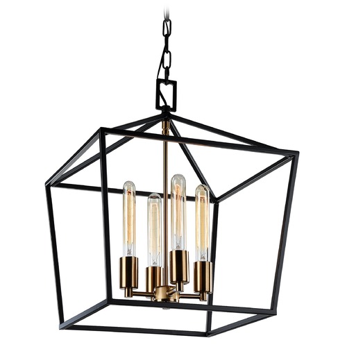 Matteo Lighting Scatola Rusty Black & Aged Gold Chandelier by Matteo Lighting C61704RB