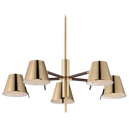 Maxim Lighting Maxim Lighting Carlo Dark Bronze & Leather & Heritage Brass LED Chandelier 25175DBZHR