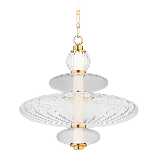 Hudson Valley Lighting Hudson Valley Lighting Williams Aged Brass LED Pendant Light with Oblong Shade 2619-AGB