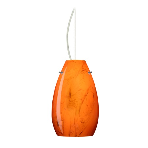 Besa Lighting Besa Lighting Pera Satin Nickel LED Mini-Pendant Light with Oblong Shade 1KX-4126HB-LED-SN