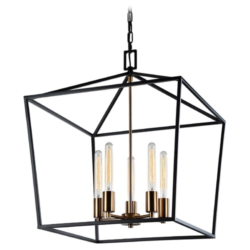 Matteo Lighting Scatola Rusty Black & Aged Gold Chandelier by Matteo Lighting C61705RB