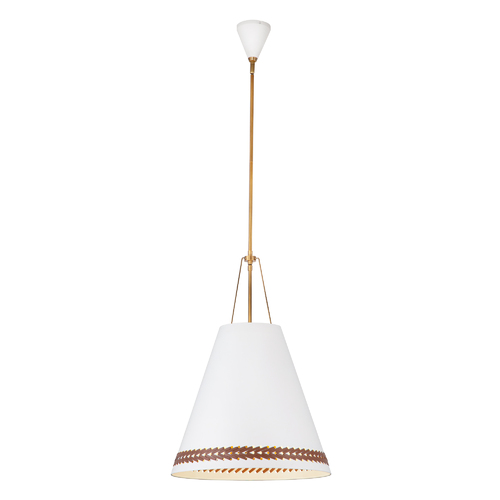 Alora Lighting Brickell Pendant in White with Hazelnut Leather by Alora Lighting PD342020MWHL