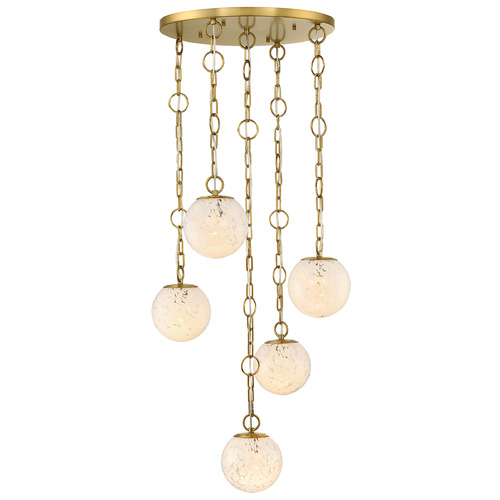 Designers Fountain Lighting Designers Fountain Wine Flower Brushed Gold Multi-Light Pendant with Globe Shade D329M-5CH-BG