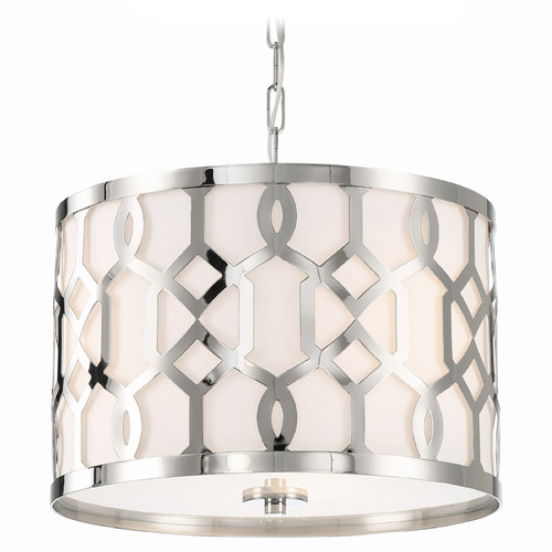 Crystorama Lighting Crystorama Lighting Jennings Polished Nickel Pendant Light with Drum Shade 2265-PN