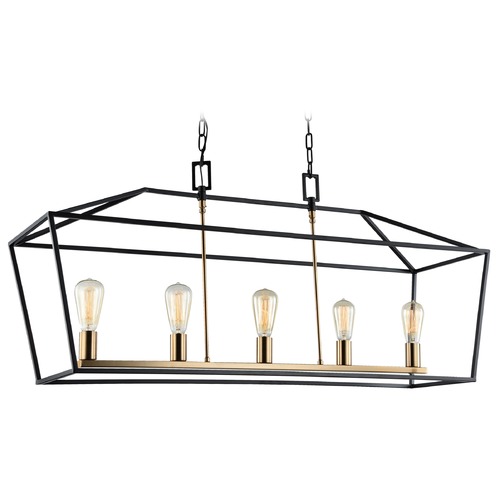Matteo Lighting Scatola Rusty Black & Aged Gold Chandelier by Matteo Lighting C61715RB