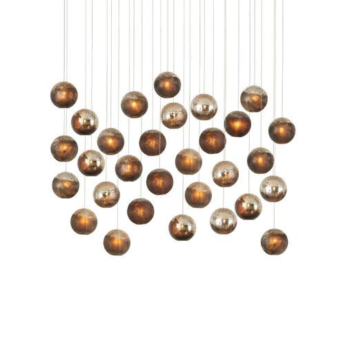 Currey and Company Lighting Pathos 30-Light Linear Pendant in Silver & Gold by Currey & Co 9000-1017