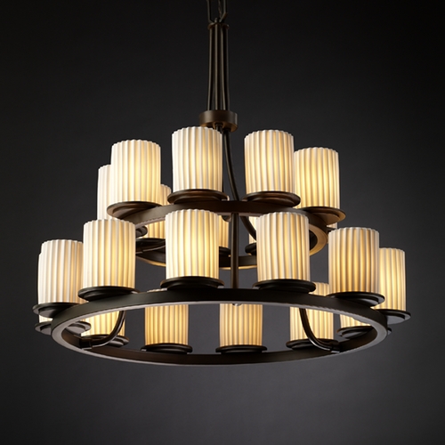 Justice Design Group Limoges 2-Tier 21-Light Chandelier in Dark Bronze by Justice Design Group POR-8767-10-PLET-DBRZ