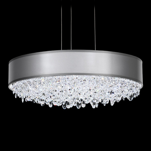 Schonbek Lighting Schonbek Worldwide Lighting Eclyptix LED Polished Stainless Steel LED Pendant Light with Drum Shade S6319-401RW1