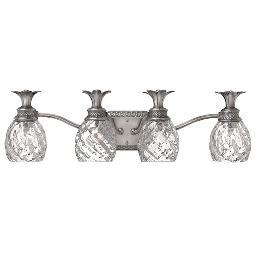 Hinkley Polished Antique Nickel Pineaple Bathroom Light with Clear Glass by Hinkley Lighting 5314PL