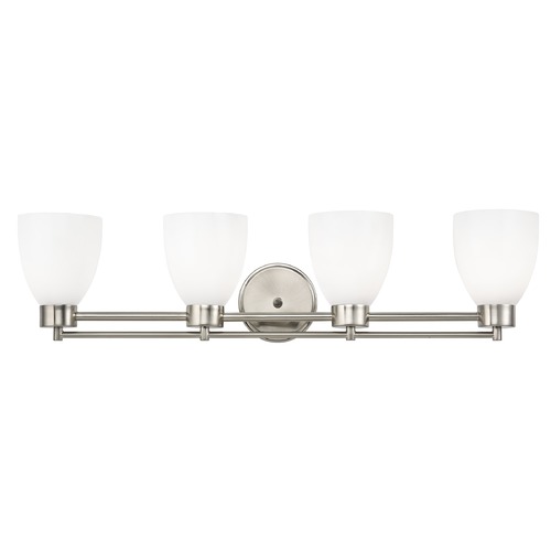 Design Classics Lighting Modern Bathroom Light with White Glass in Satin Nickel Finish 704-09 GL1024MB