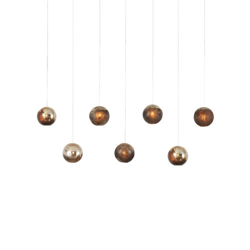 Currey and Company Lighting Pathos 7-Light Linear Pendant in Silver & Gold by Currey & Co 9000-1069