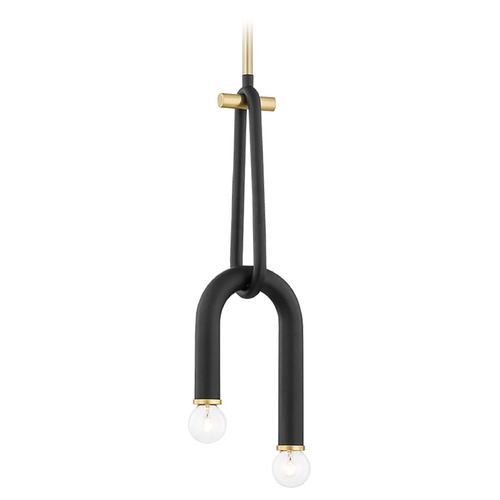 Mitzi by Hudson Valley Whit Aged Brass & Black Pendant by Mitzi by Hudson Valley H382702-AGB/BK