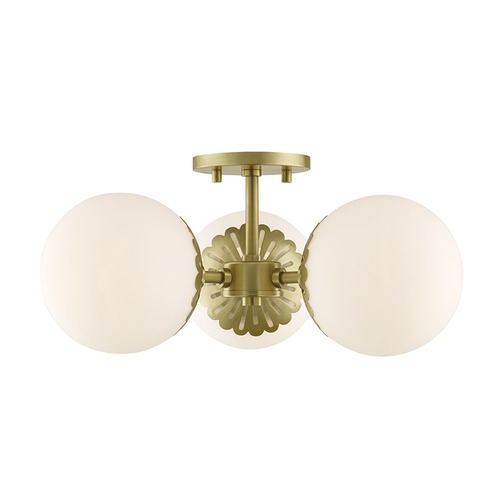 Mitzi by Hudson Valley Paige Aged Brass Semi-Flush Mount by Mitzi by Hudson Valley H193603-AGB