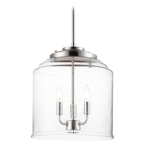 Maxim Lighting Maxim Lighting Acadia Satin Nickel Pendant Light with Bell Shade 12273CDSN