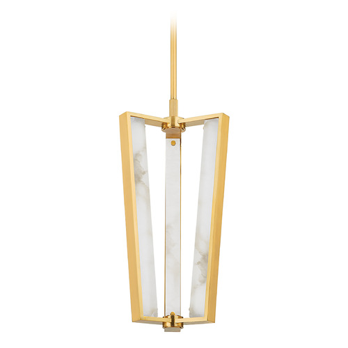 Hudson Valley Lighting Hudson Valley Lighting Edgemere Aged Brass LED Pendant Light with Rectangle Shade 4053-AGB