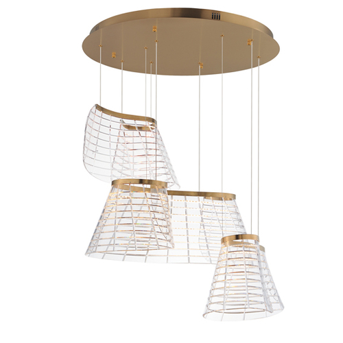 ET2 Lighting Tartan 3-Light 3CCT LED Pendant in Brushed Champagne by ET2 Lighting E24816-82BCN