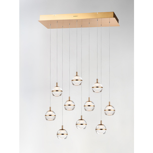 ET2 Lighting Swank 10-Light LED Linear Pendant in Aged Brass by ET2 Lighting E24599-93NAB
