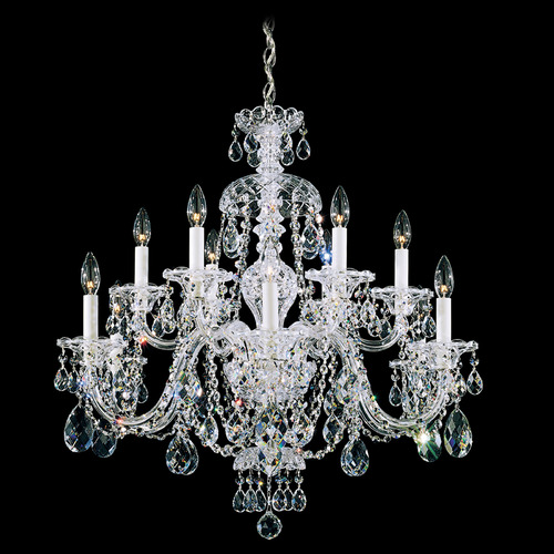 Schonbek Lighting Schonbek Worldwide Lighting Sterling Polished Silver Crystal Chandelier 3601-40R