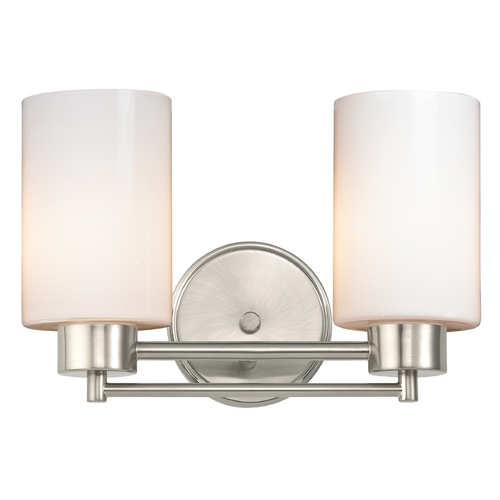 Design Classics Lighting Modern Bathroom Light with White Glass in Satin Nickel Finish 702-09 GL1024C