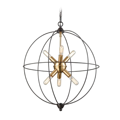 Elk Lighting Mid-Century Modern Chandelier Brass / Oil Rubbed Bronze  Loftin by Elk Lighting 14511/6