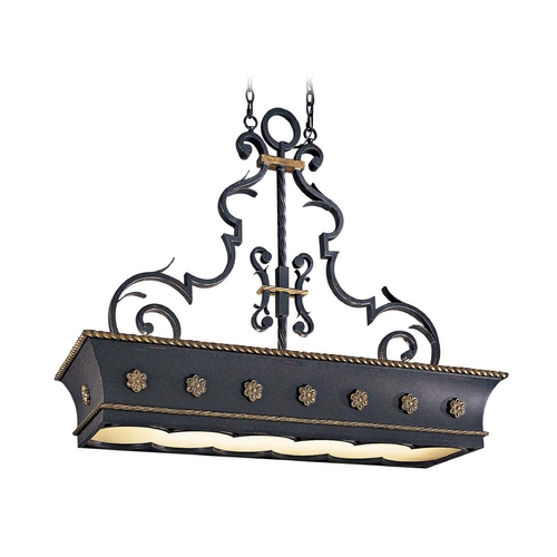 Metropolitan Lighting Island Pendant in French Black with Gold Leaf by Metropolitan Lighting N6107-20