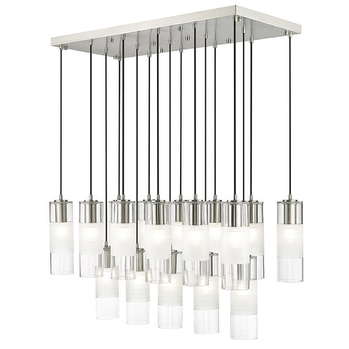 Z-Lite Z-Lite Alton Brushed Nickel Multi-Light Pendant with Cylindrical Shade 824P-17L-BN