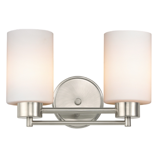 Design Classics Lighting Modern Bathroom Light with White Glass in Satin Nickel Finish 702-09 GL1028C
