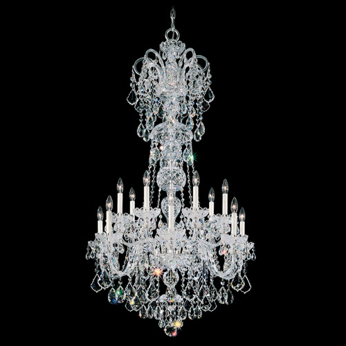 Schonbek Lighting Schonbek Worldwide Lighting Olde World Polished Silver Crystal Chandelier 6817-40R