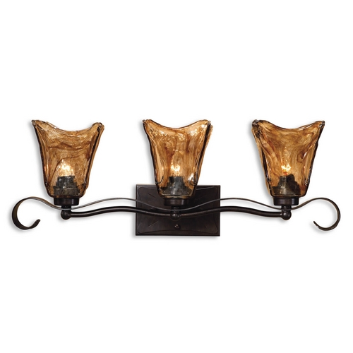 Uttermost Lighting Bathroom Light with Brown Glass in Oil Rubbed Bronze by Uttermost Lighting 22801