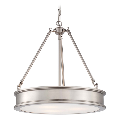 Minka Lavery Drum Pendant with White Glass in Brushed Nickel by Minka Lavery 4173-84
