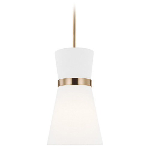 Visual Comfort Studio Collection Visual Comfort Studio Collection Clark Satin Brass LED Mini-Pendant Light with Conical Shade 6590501EN3-848