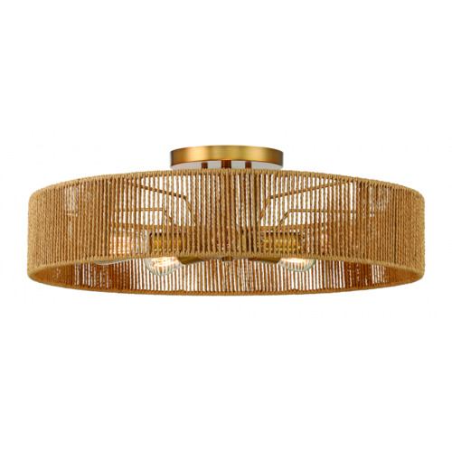 Savoy House Ashe 5-Light Semi-Flush in Warm Brass & Rope by Savoy House 6-1682-5-320