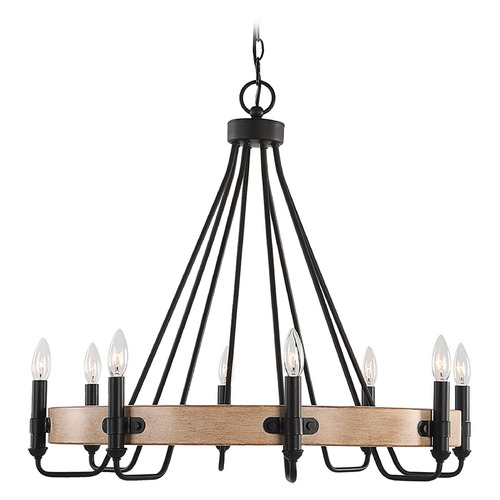 Uttermost Lighting Carolyn Kinder Deschutes, Sanded Black & Faux Painted Wood Chandelier by Uttermost Lighting 21356