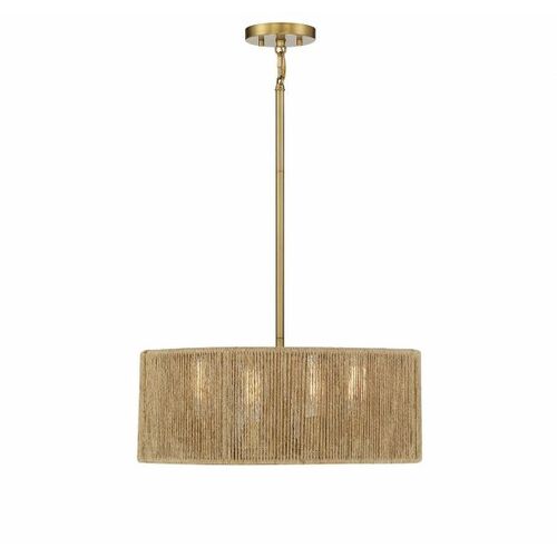 Savoy House Ashe 4-Light Pendant in Warm Brass & Rope by Savoy House 7-1739-4-320