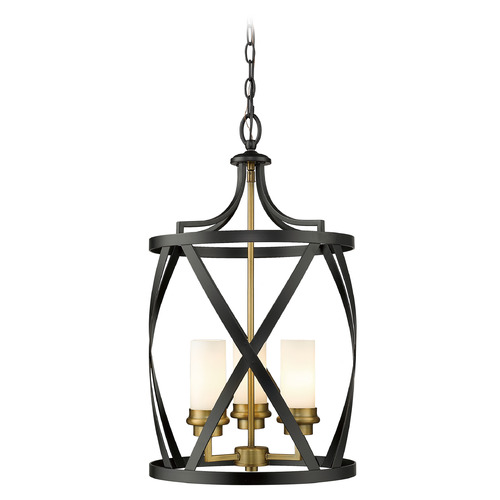 Z-Lite Malcalester Matte Black & Olde Brass Pendant by Z-Lite 481P14-MB-OBR