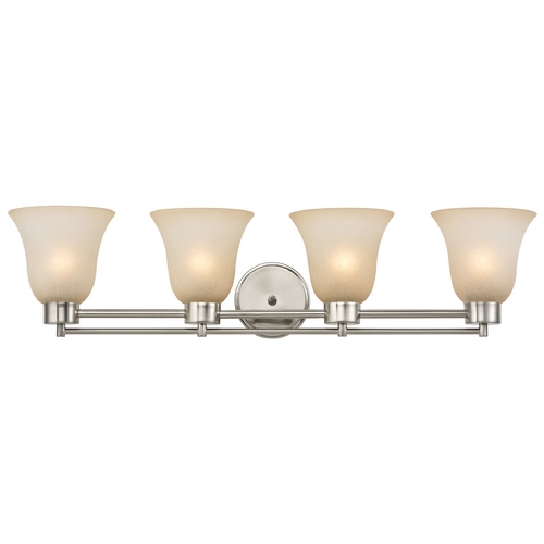 Design Classics Lighting Modern Bathroom Light with Brown Art Glass in Satin Nickel Finish 704-09 GL9222-CAR