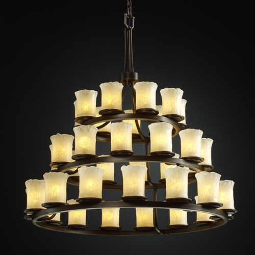 Justice Design Group Veneto Luce Collection Dark Bronze Chandelier by Justice Design Group GLA-8712-16-WHTW-DBRZ