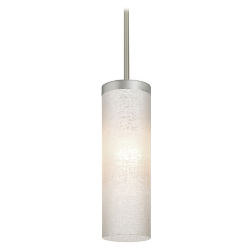 Besa Lighting Besa Lighting Friz Satin Nickel Mini-Pendant Light with Cylindrical Shade 1TT-FRIZLN-SN