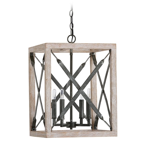 Capital Lighting Remi 15-Inch Wide Pendant in White Wash & Iron by Capital Lighting 340441WN