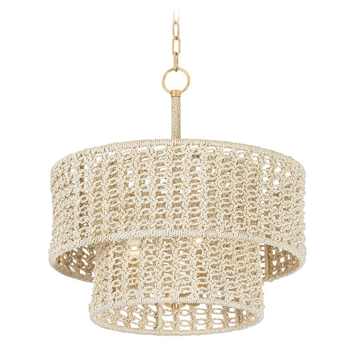 Hudson Valley Lighting Hudson Valley Lighting Yorkhill Vintage Gold Leaf LED Pendant Light with Drum Shade 5822-VGL