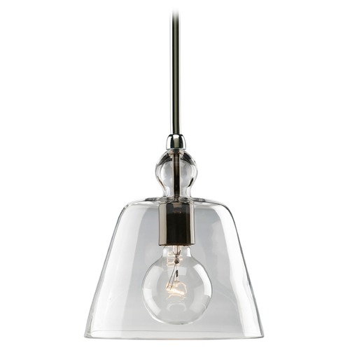 Progress Lighting Clear Glass Pendant in Polished Nickel by Progress Lighting P5184-104