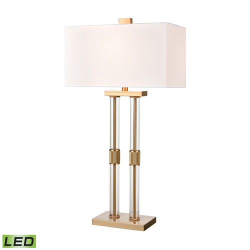 Elk Lighting Elk Lighting Roseden Court Clear & Aged Brass LED Table Lamp with Rectangle Shade H0019-9567-LED