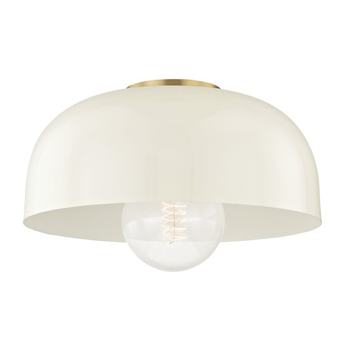 Mitzi by Hudson Valley Avery Aged Brass & Cream Semi-Flush Mount by Mitzi by Hudson Valley H199501L-AGB/CR