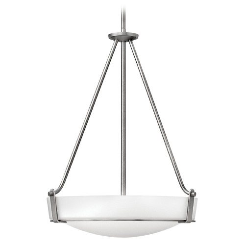 Hinkley Modern Pendant Light with White Glass in Antique Nickel by Hinkley Lighting 3222AN