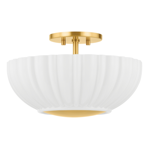 Mitzi by Hudson Valley Anne 15-Inch Semi-Flush Mount in Aged Brass by Mitzi by Hudson Valley H966502-AGB